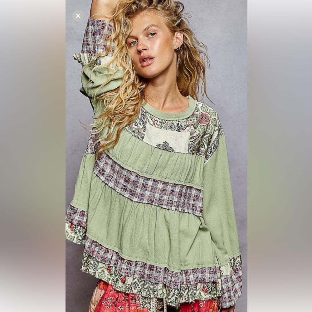 POL Multicolor Patchwork Blouse NWT - image 3